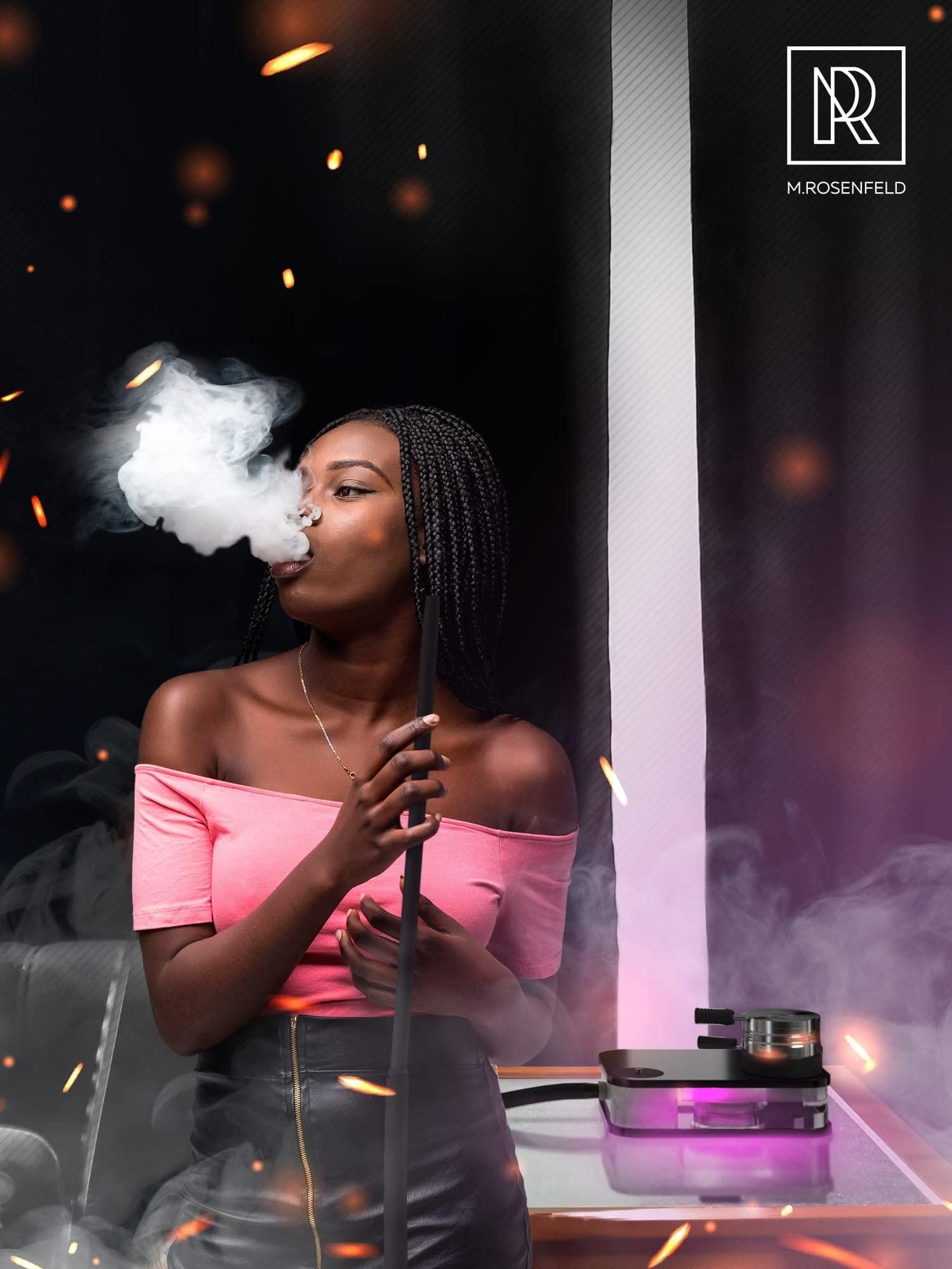Black Hookah Set Premium Portable With Everything And Case For Travel Flat Hookah Box With Charcoal Holder & Coal Cover Travel Hookah Set With Everything 458711611