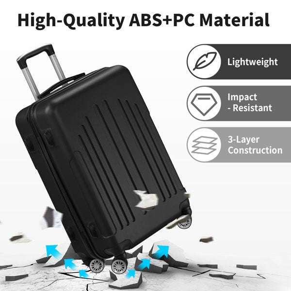 Luggage Set of 3, ABS+PC Hardside Suitcase Sets with TSA Lock 4 Spinner Wheels, Lightweight Trolley Travel Case for Carry On Check-in Business Trip, 20 458711251