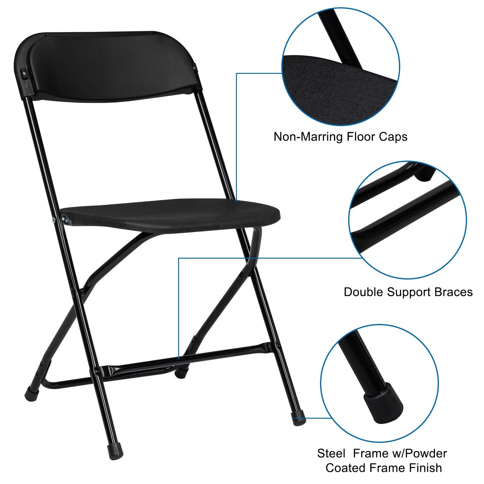 10PCS Heavy Duty Folding Chair 350lbs Capacity Metal Frame Portable Event Chair for Indoor Outdoor Use Stackable and No Assembly Required 458782561