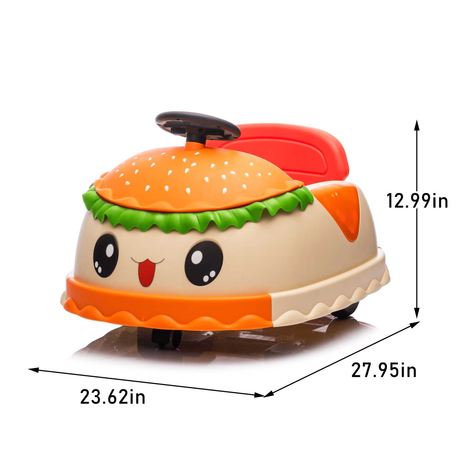 12V Kids Ride On Electric Bumper Car W/Parents Control,Cute&Realistic Hamburger Design,360 Degree Rotation,Storing Space,Bluetooth,Music,USB,Silent wheel,LED Lights,Power Display,Anti-rollover For 2-5 458693791