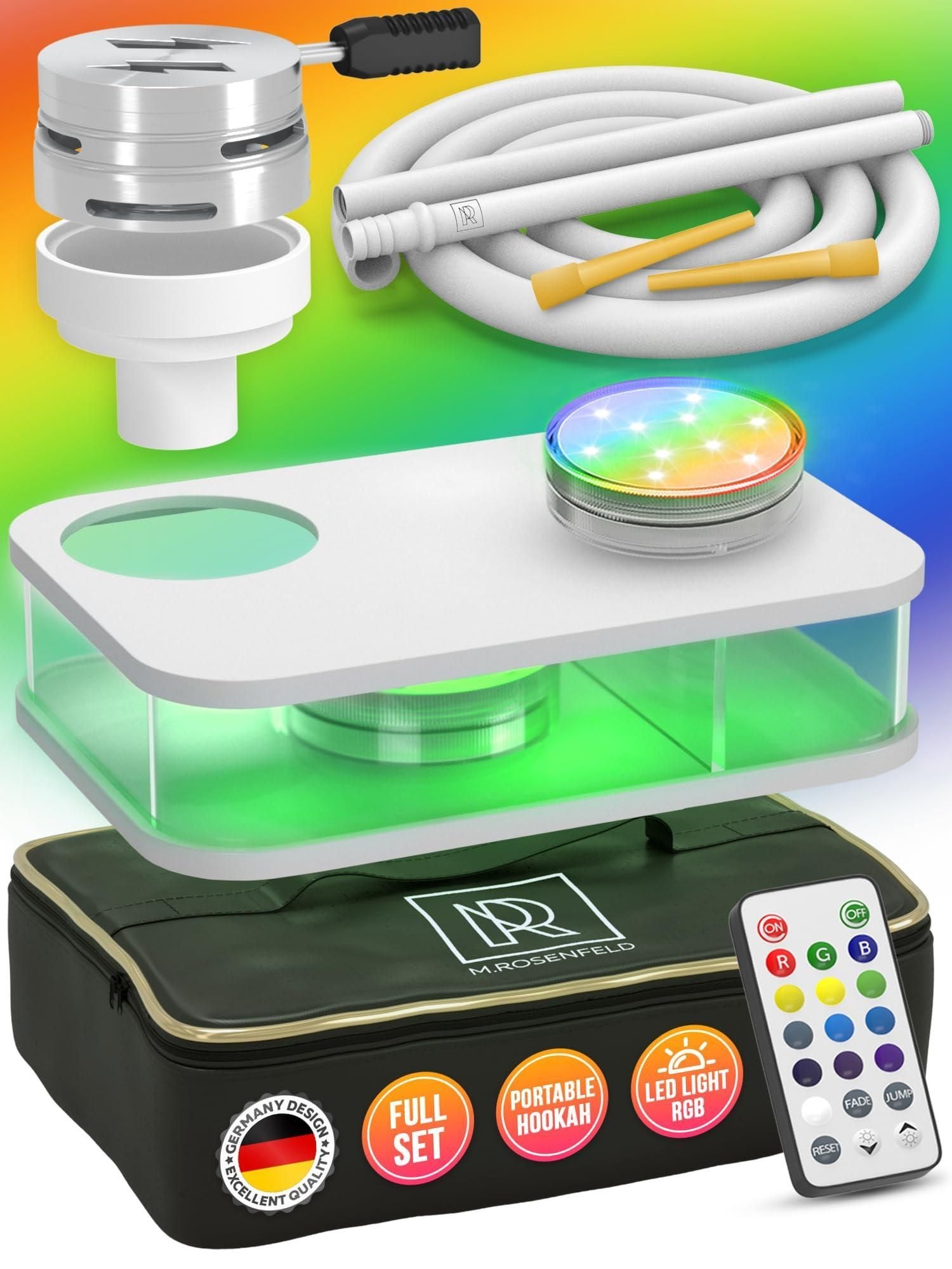 Portable White Hookah Set With Everything And Bag Premium White Small Hookah Set For Travel Flat Hookah Box Hookah Set With Charcoal Holder Travel Hookah Set With Everything 458711851