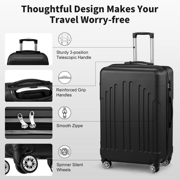 Luggage Set of 3, ABS+PC Hardside Suitcase Sets with TSA Lock 4 Spinner Wheels, Lightweight Trolley Travel Case for Carry On Check-in Business Trip, 20 458711261