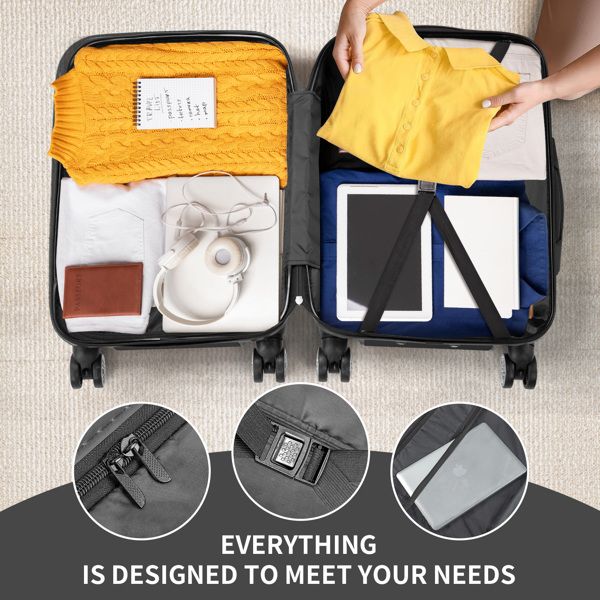 Luggage Set of 3, ABS+PC Hardside Suitcase Sets with TSA Lock 4 Spinner Wheels, Lightweight Trolley Travel Case for Carry On Check-in Business Trip, 20 458711241