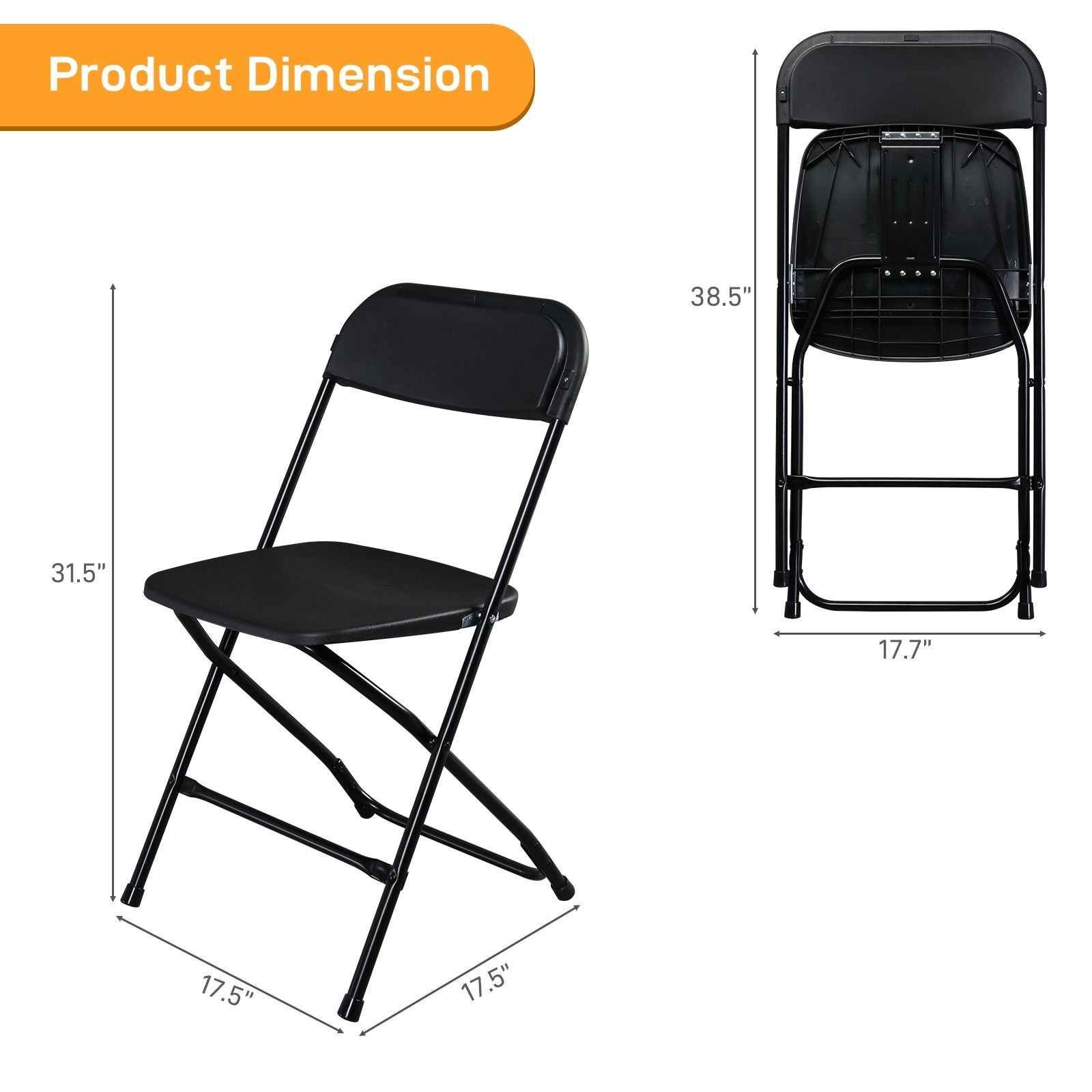 10PCS Heavy Duty Folding Chair 350lbs Capacity Metal Frame Portable Event Chair for Indoor Outdoor Use Stackable and No Assembly Required 458782421