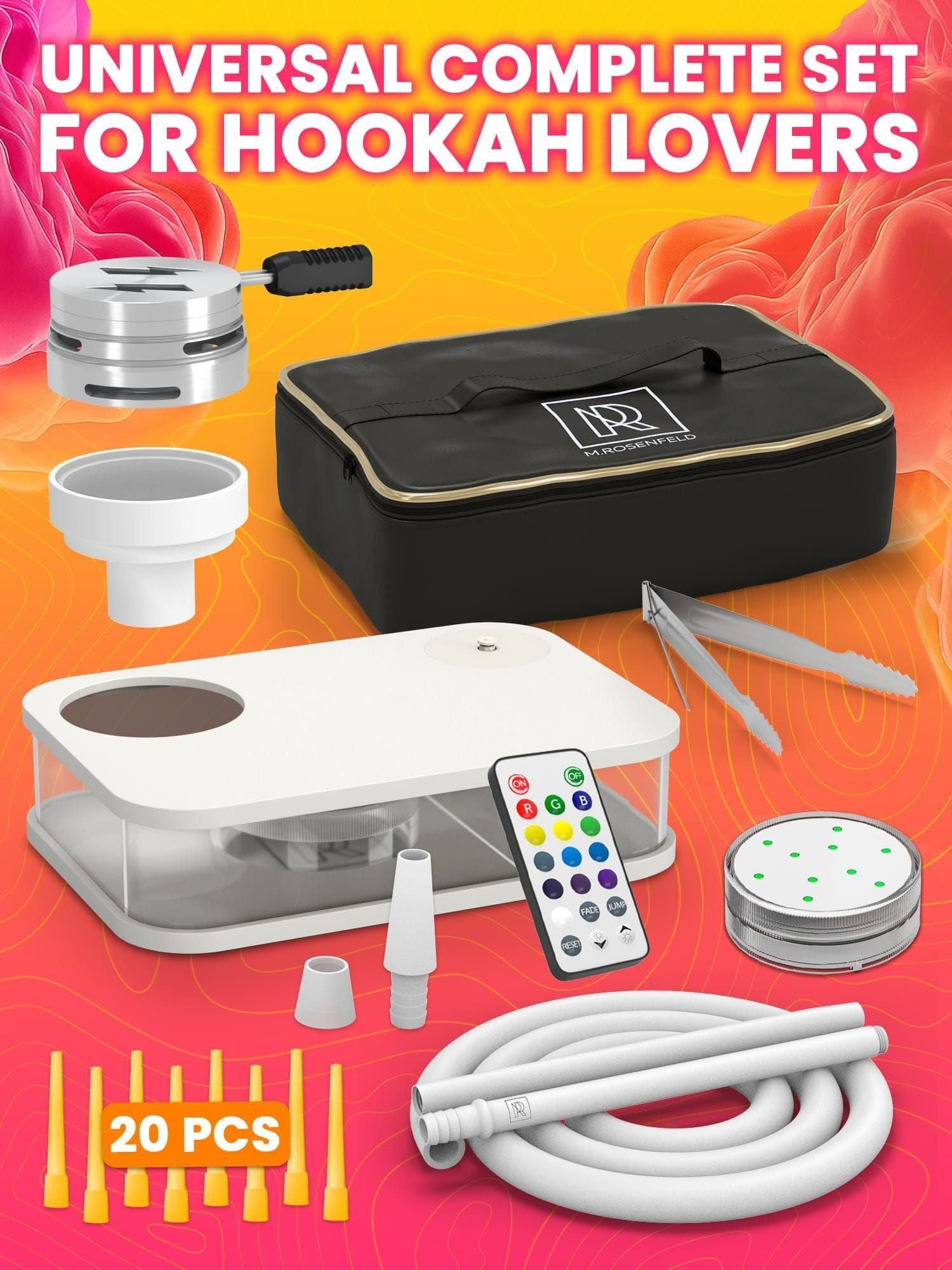 Portable White Hookah Set With Everything And Bag Premium White Small Hookah Set For Travel Flat Hookah Box Hookah Set With Charcoal Holder Travel Hookah Set With Everything 458711861