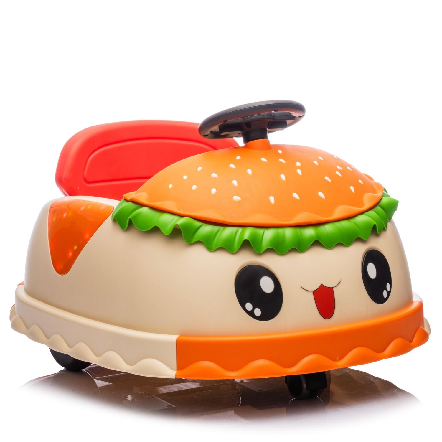 12V Kids Ride On Electric Bumper Car W/Parents Control,Cute&Realistic Hamburger Design,360 Degree Rotation,Storing Space,Bluetooth,Music,USB,Silent wheel,LED Lights,Power Display,Anti-rollover For 2-5 458693861
