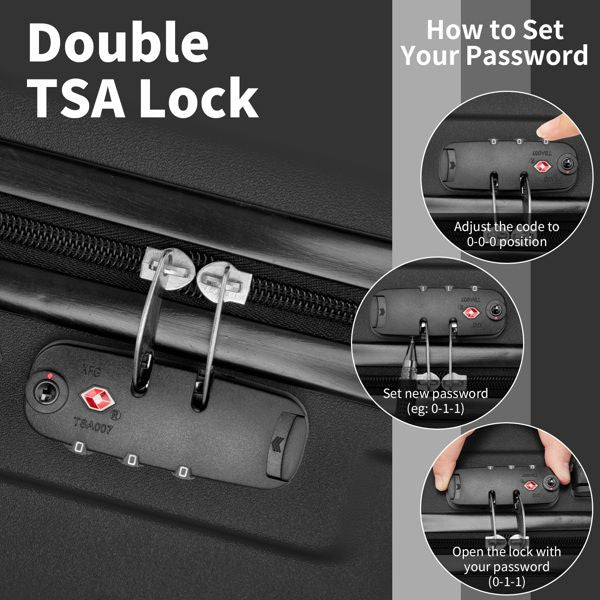 Luggage Set of 3, ABS+PC Hardside Suitcase Sets with TSA Lock 4 Spinner Wheels, Lightweight Trolley Travel Case for Carry On Check-in Business Trip, 20 458711231