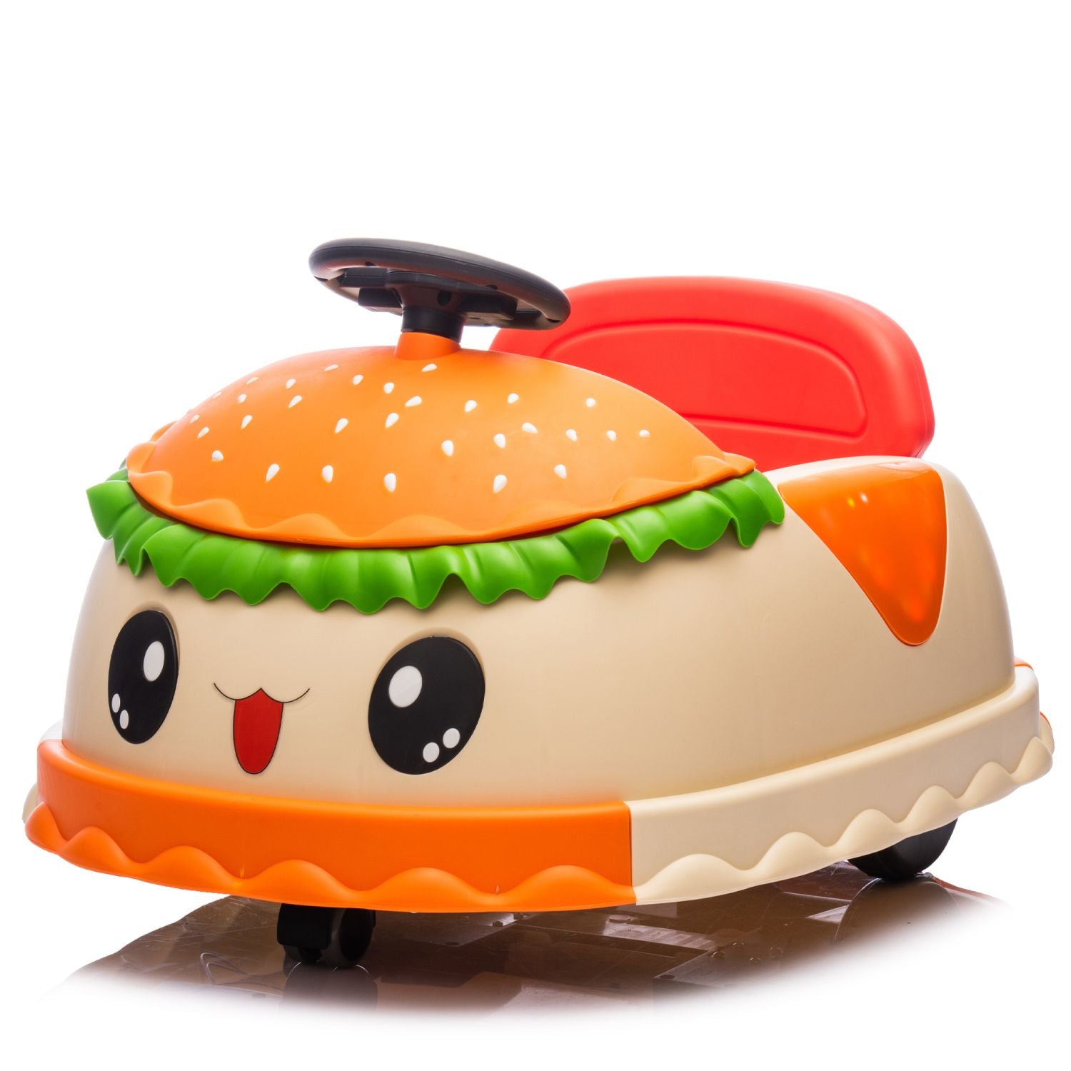 12V Kids Ride On Electric Bumper Car W/Parents Control,Cute&Realistic Hamburger Design,360 Degree Rotation,Storing Space,Bluetooth,Music,USB,Silent wheel,LED Lights,Power Display,Anti-rollover For 2-5 458693831