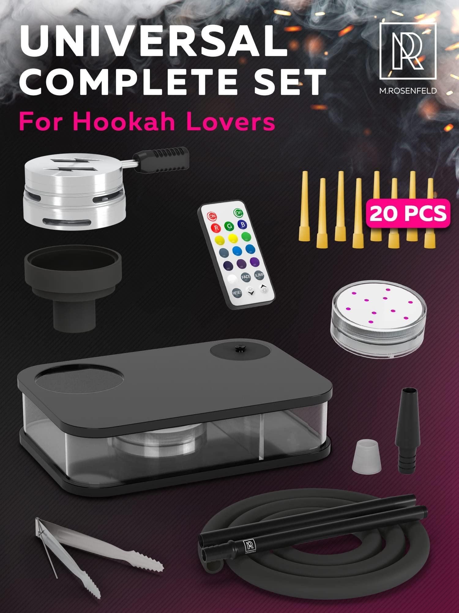 Black Hookah Set Premium Portable With Everything And Case For Travel Flat Hookah Box With Charcoal Holder & Coal Cover Travel Hookah Set With Everything 458711551