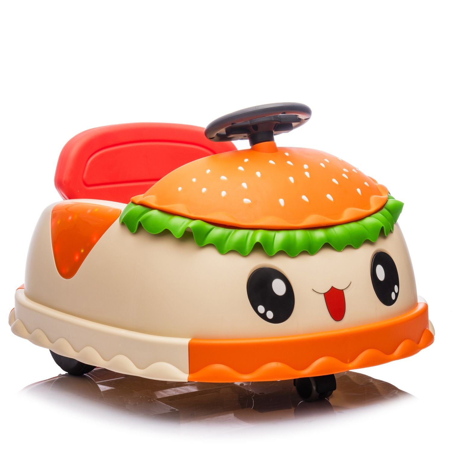 12V Kids Ride On Electric Bumper Car W/Parents Control,Cute&Realistic Hamburger Design,360 Degree Rotation,Storing Space,Bluetooth,Music,USB,Silent wheel,LED Lights,Power Display,Anti-rollover For 2-5 458693851