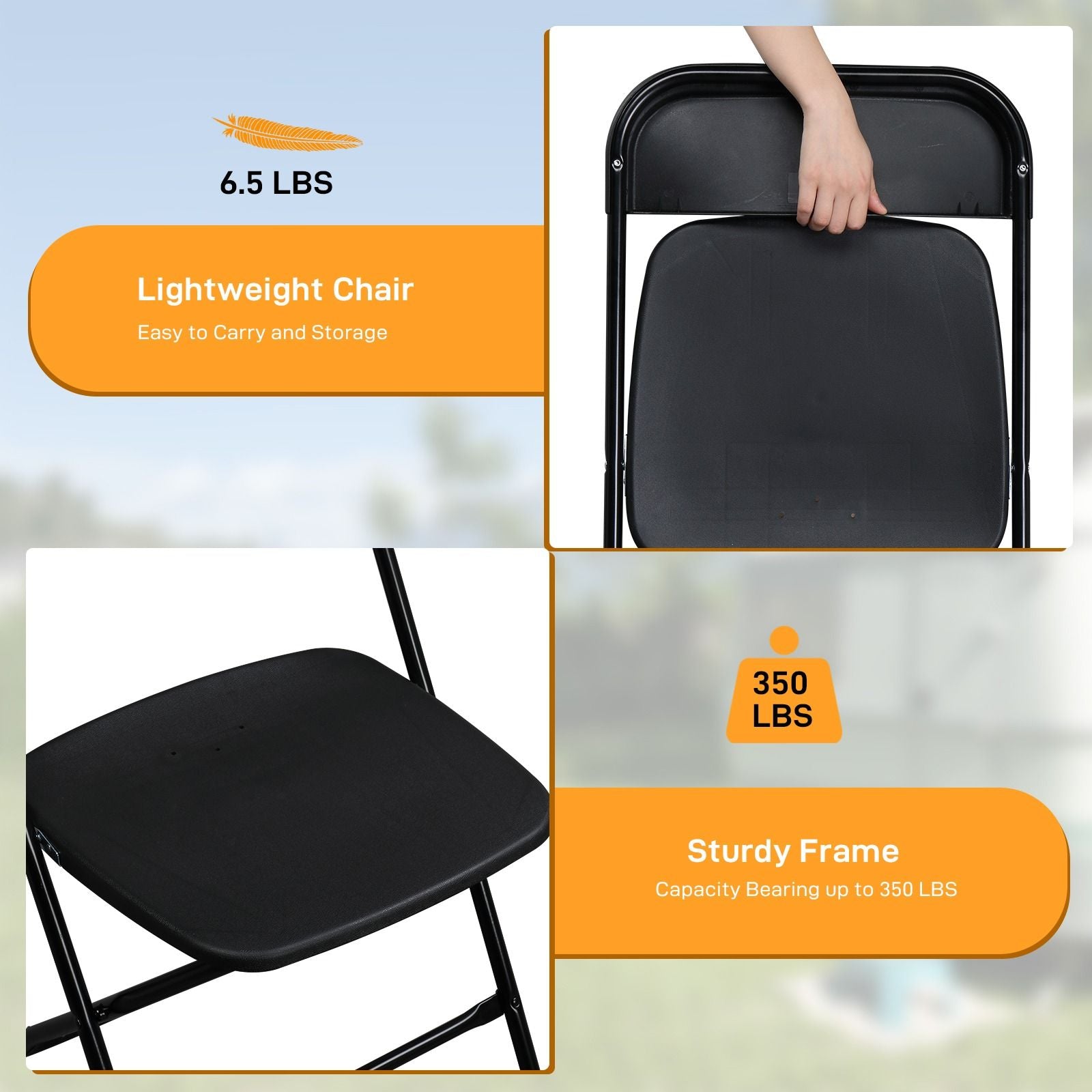 10PCS Heavy Duty Folding Chair 350lbs Capacity Metal Frame Portable Event Chair for Indoor Outdoor Use Stackable and No Assembly Required 458782431